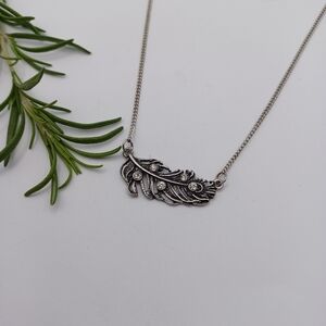 Rhinestone Feather Necklace